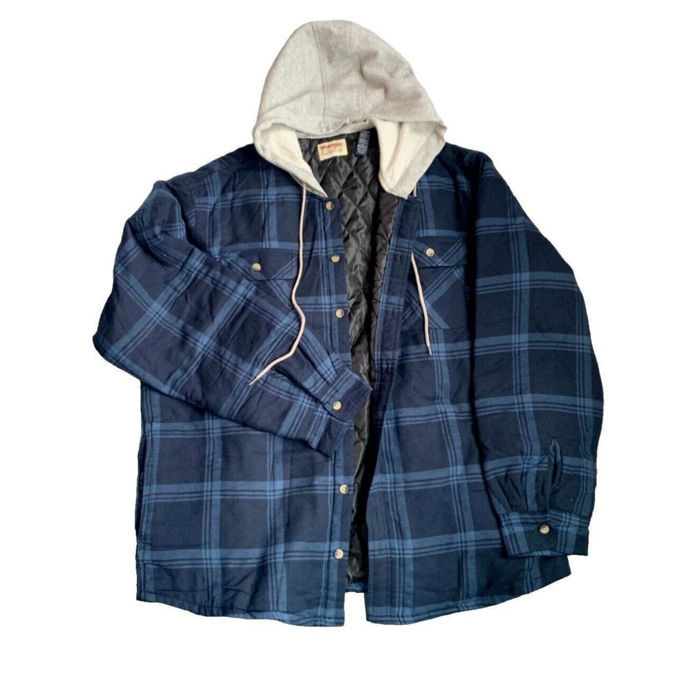 Wrangler Hoodie Men's 2XL Authentic Casual Hooded Pure Cotton Plaid Flannel NWT